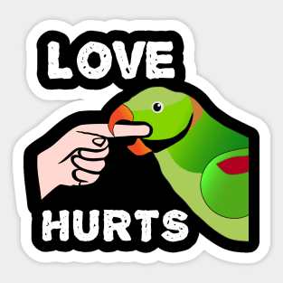 Love Hurts Indian Ringneck Male Parrot Biting Sticker